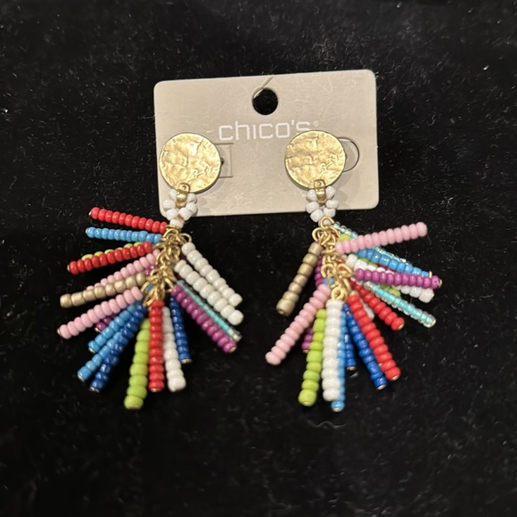 CHICOS SKYLAR MULTI FRINGE EARRINGS - Picture 2 of 3
